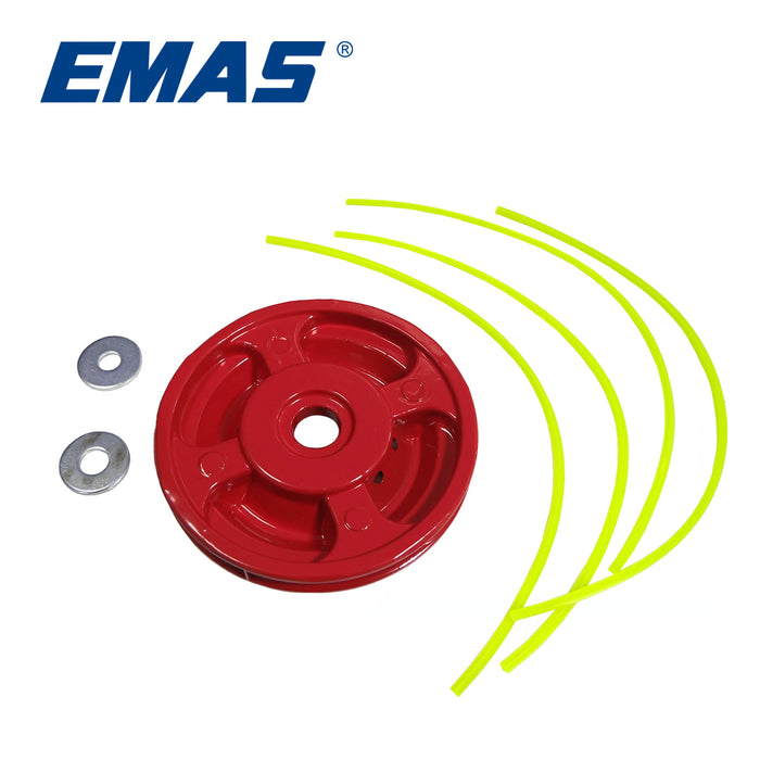 EMAS 100pcs Multi-Line, Heavy-Duty Red Aluminum Trimmer Head with 4 Lines - Fit for Gasoline Brush Cutters
