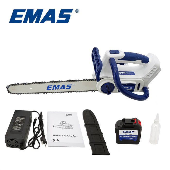 Emas Professional 40V Lithium Battery Chainsaw with 12in Guide Bar