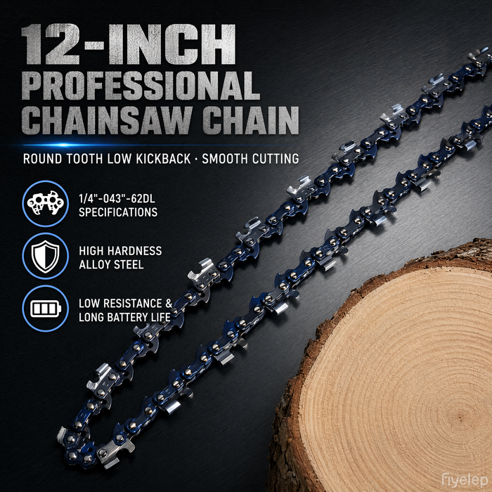 EMAS 1/4"-043"-62DL 12 Inch Saw Chain For Battery Chainsaw Replacement Repair, Professional Spare Parts Replacement for Compatible Brand, Factory Wholesale 100pcs