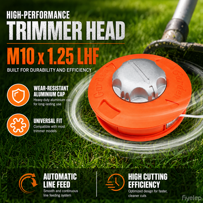High-quality Trimmer Head, M10*1.25LHF Thread, Compatible with Most Lawn Mowers, Aluminum Head, Quick Installation and Easy to Use, Suitable for Weeding in Gardens and Courtyards, as a Replacement Part for Brush Cutters