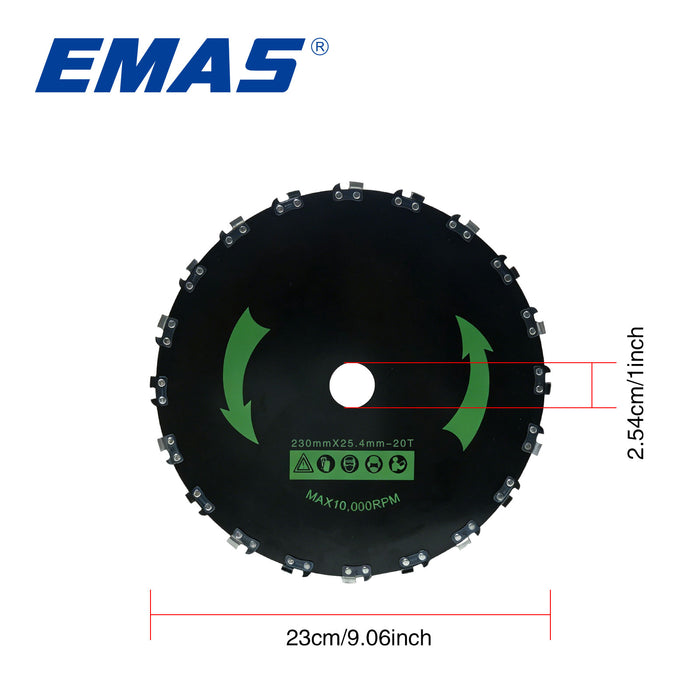 High-Quality 9 inch 20T Chain Type Lawn Mower Metal Blade 230mm×25.4mm, Compatible with Most Brush Cutter