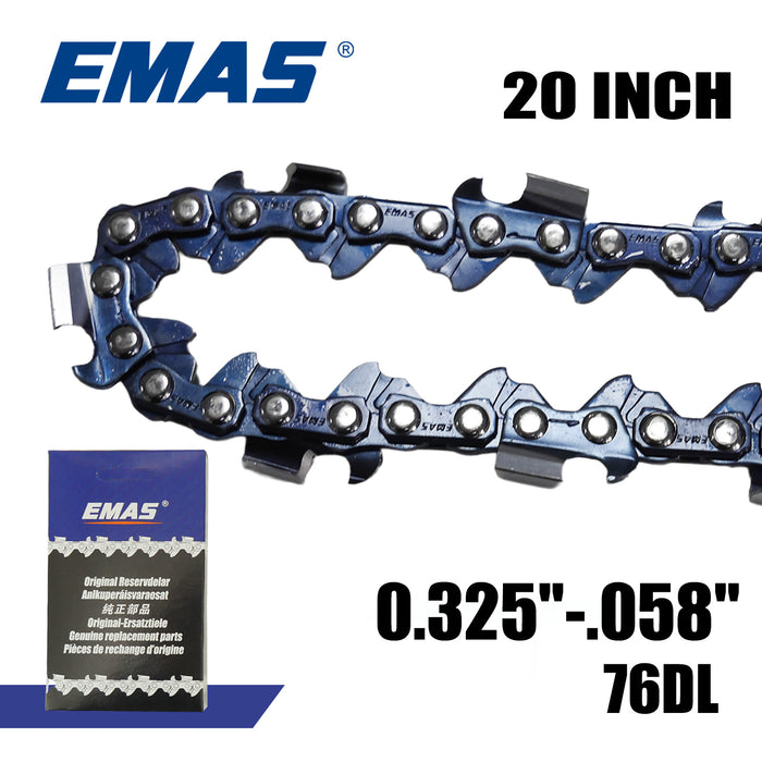 EMAS 100pcs 0.325"-058"-76DL 20 Inch Saw Chain For Gasoline Chainsaw Replacement Repair