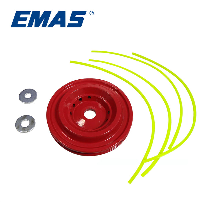 EMAS 100pcs Multi-Line, Heavy-Duty Red Aluminum Trimmer Head with 4 Lines - Fit for Gasoline Brush Cutters