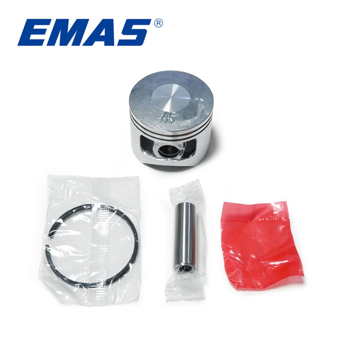 1 Set 45mm Chainsaw Pitson Kit for 52cc 5200 Gasoline Chainsaw Engine Parts Replacement, Includes 1 Piston, 1 Pin, 2 Rings, 2 Clips