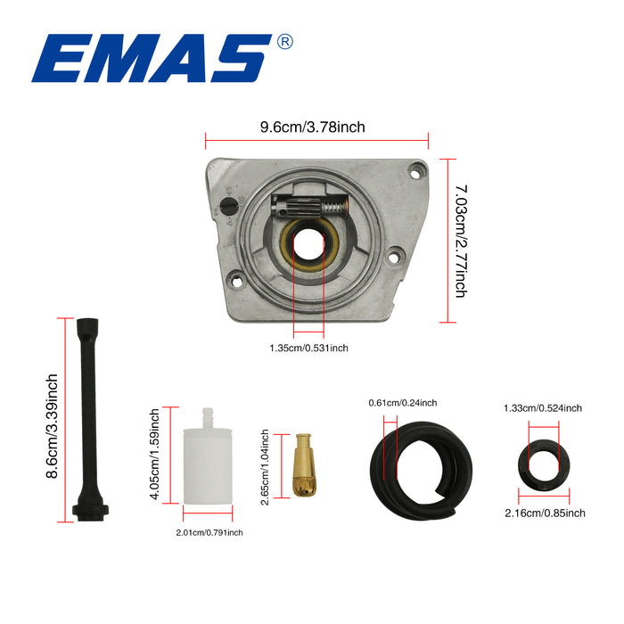 EMAS Oil Filter + Gasoline Filter + Turbine Wire Clip + Fuel Line + Oil Line + Oil Pump Kit, Compatible with H61/268/272 Chainsaw, Replacement Parts for Gas Chainsaw Repair