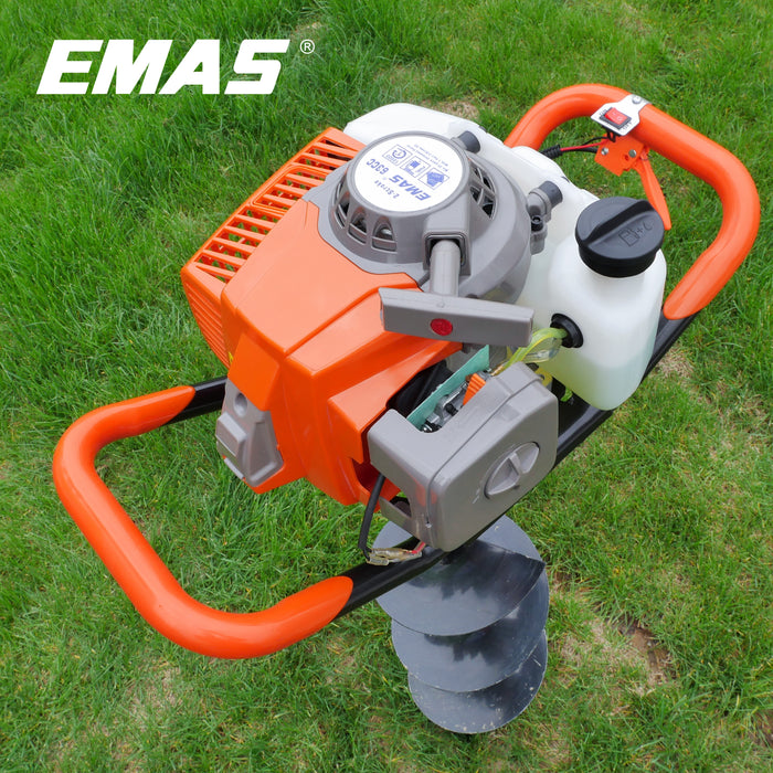 Taladro perforador de tierra EMAS de 63 cc, perforador de tierra con empuje manual