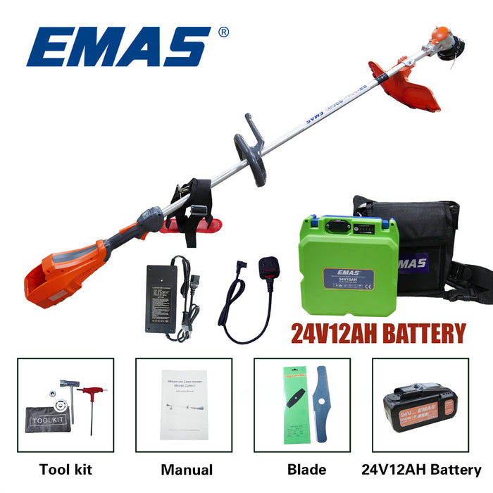 EMAS 24V 800W Lithium Battery Grass Trimmer E24051 Cordless Brush Cutter