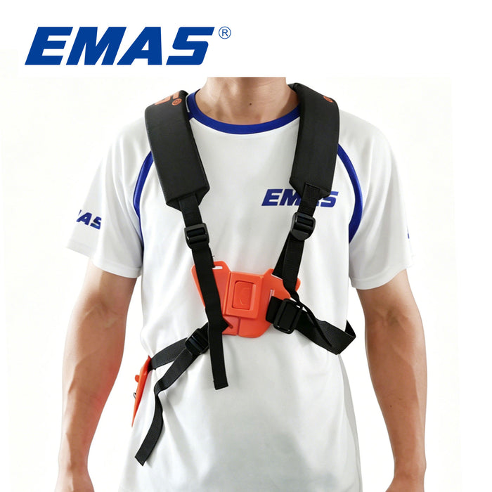 EMAS Orange Brush Cutter Belt, a Durable and Adjustable Strap Made of Abrasion-Resistant and Tear-Resistant Material, Suitable for Backyard Gardening Enthusiasts or Professional Maintenance Workers.