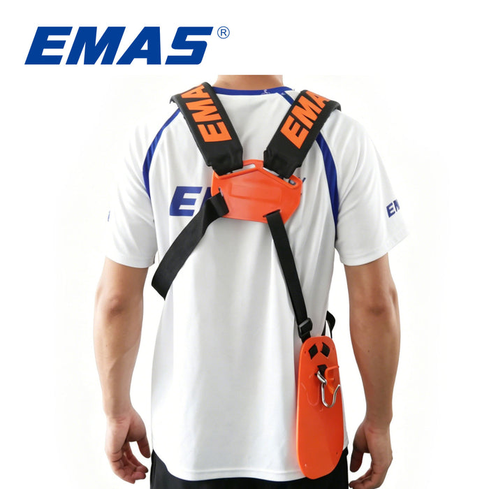 EMAS Orange Brush Cutter Belt, a Durable and Adjustable Strap Made of Abrasion-Resistant and Tear-Resistant Material, Suitable for Backyard Gardening Enthusiasts or Professional Maintenance Workers.