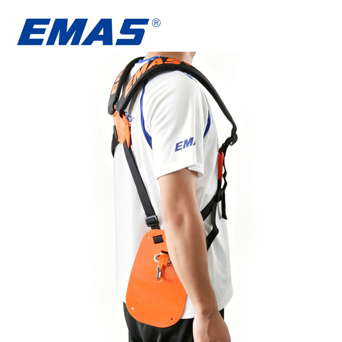 EMAS Orange Brush Cutter Belt, a Durable and Adjustable Strap Made of Abrasion-Resistant and Tear-Resistant Material, Suitable for Backyard Gardening Enthusiasts or Professional Maintenance Workers.