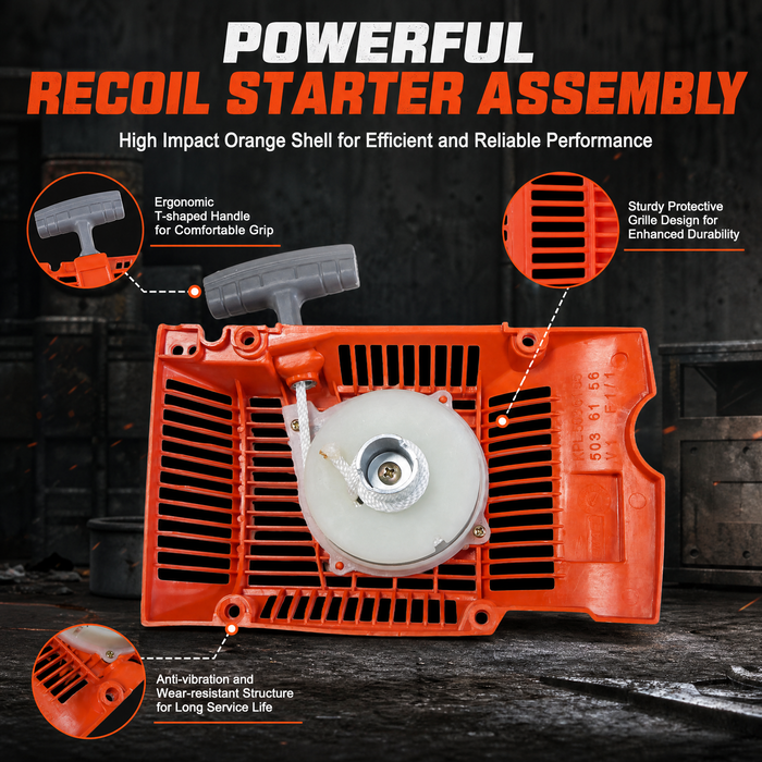EMAS Replacement Recoil Starter Assembly for H61 H268 H272 Chainsaw-Durable Plastic, High-Performance Engine Starter, Efficient Power Transfer, Chainsaw Upgrade| Simple Installation| Sturdy Construction