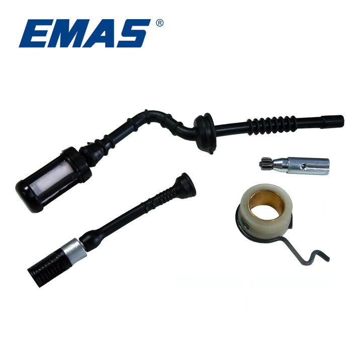 EMAS Oil Filter + Gasoline Filter + Turbine Wire Clip + Fuel Line + Oil Line + Oil Pump Kit, Compatible with EST180 Chainsaw, Replacement Parts for Gas Chainsaw Repair