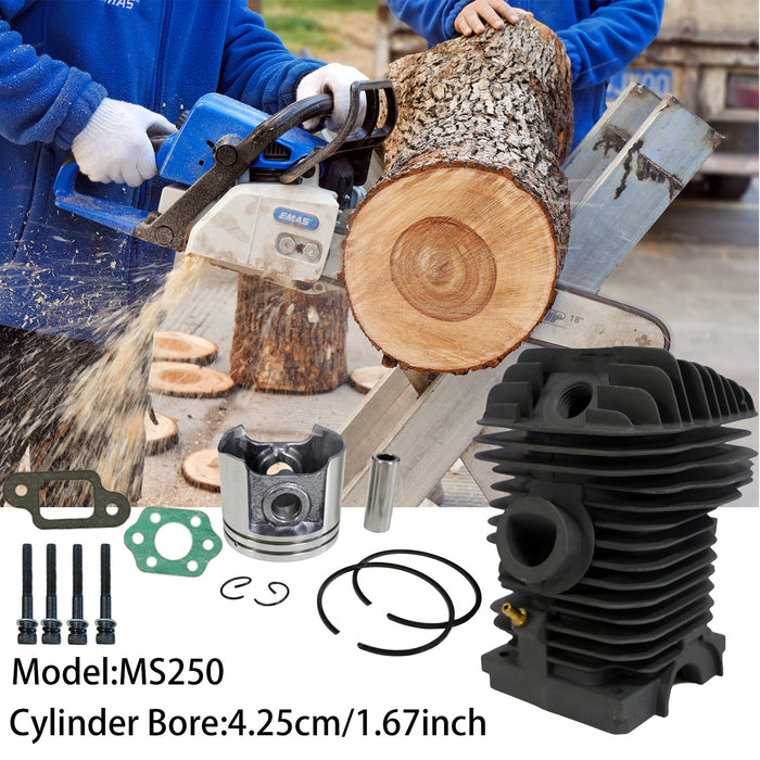 42.5mm Bore Chain Saw Cylinder Piston Needle Cage with Gasket Kit and Matching Screws for EST 250 230 025 023 Gasoline Chain Saw Replacement Parts