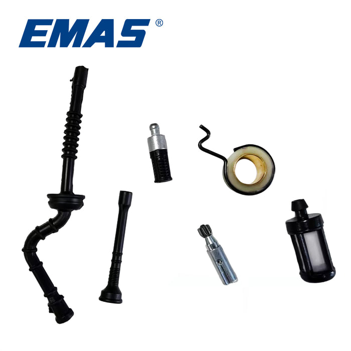 EMAS Oil Filter + Gasoline Filter + Turbine Wire Clip + Fuel Line + Oil Line + Oil Pump Kit, Compatible with EST250 Chainsaw, Replacement Parts for Gas Chainsaw Repair