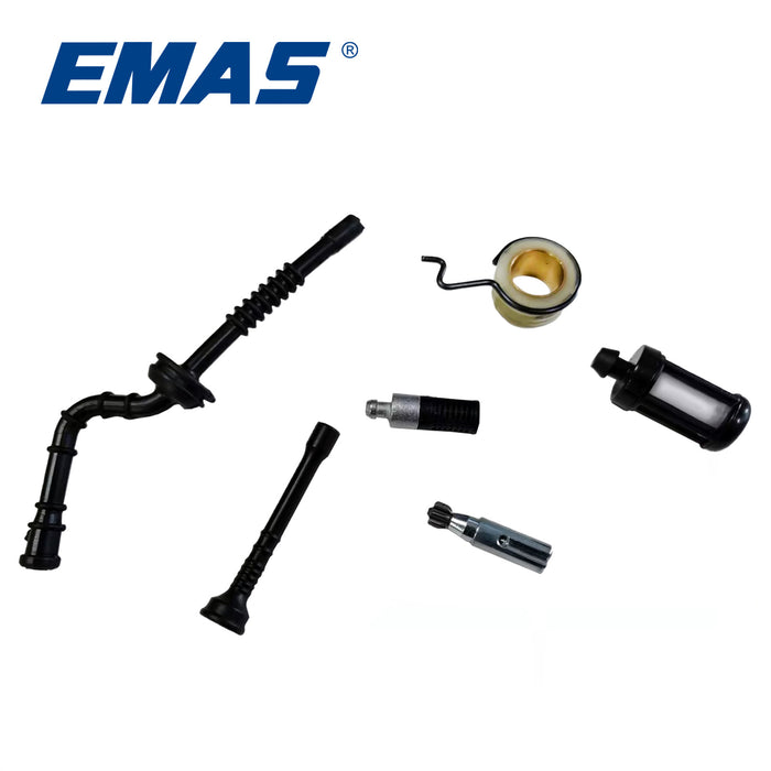 EMAS Oil Filter + Gasoline Filter + Turbine Wire Clip + Fuel Line + Oil Line + Oil Pump Kit, Compatible with EST250 Chainsaw, Replacement Parts for Gas Chainsaw Repair