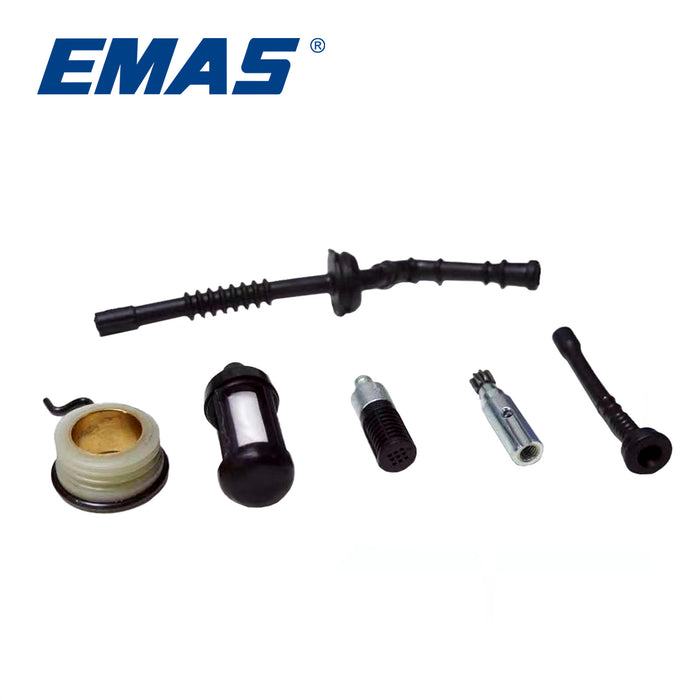 EMAS Oil Filter + Gasoline Filter + Turbine Wire Clip + Fuel Line + Oil Line + Oil Pump Kit, Compatible with EST250 Chainsaw, Replacement Parts for Gas Chainsaw Repair