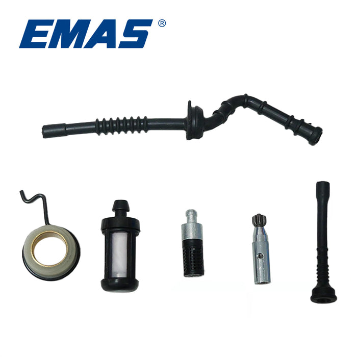 EMAS Oil Filter + Gasoline Filter + Turbine Wire Clip + Fuel Line + Oil Line + Oil Pump Kit, Compatible with EST250 Chainsaw, Replacement Parts for Gas Chainsaw Repair